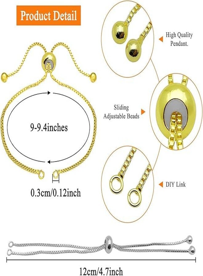 9Carat Bracelet Adjustable Slider Chain | Bracelet Lock 10Pcs 4inch (Gold) - Image 3